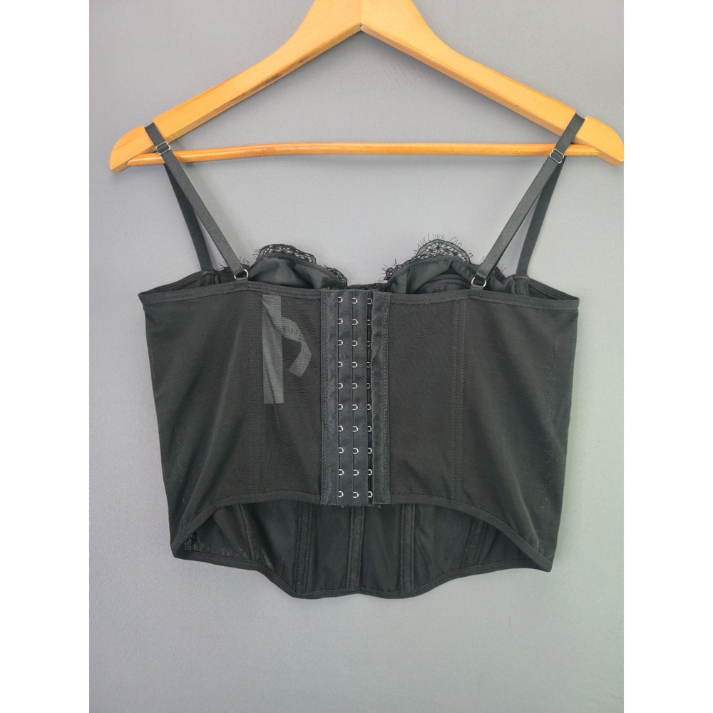 Wynnque Lace Corset Top Bustier Boned Mesh Sleeveless M Black Underwire Y2K - Picture 4 of 10